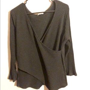 Black Faux Wrap Sweater - offers welcome!
